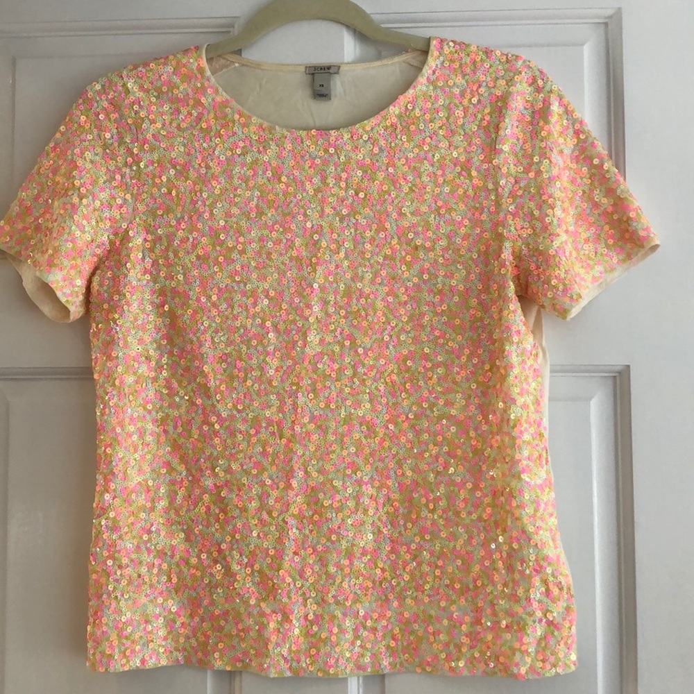 J.Crew Neon Sequin T-Shirt Size XS